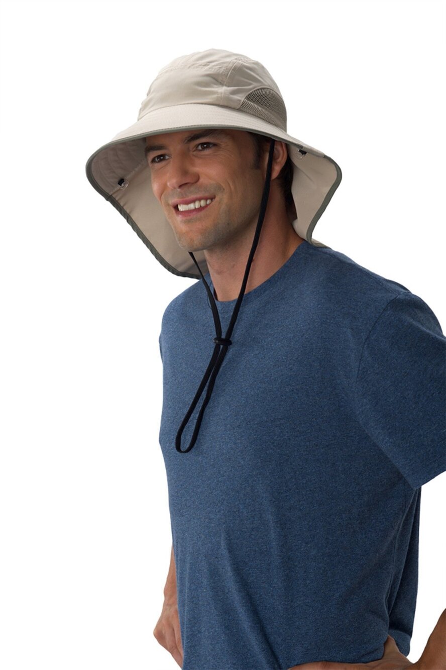 8798 Unisex Floppy Sun Hat Khaki with Olive Trim
